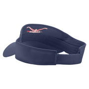 Butterfly Swimming Embroidered Cotton Twill Sun Visor - Navy OSFM