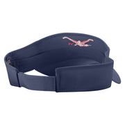 Butterfly Swimming Embroidered Cotton Twill Sun Visor - Navy OSFM