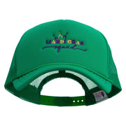 Mardi Gras Squad Embroidered Summer Foam Mesh Trucker Cap - Kelly-Green OSFM