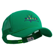 Mardi Gras Squad Embroidered Summer Foam Mesh Trucker Cap - Kelly-Green OSFM