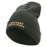 Military Intelligence Embroidered 12 Inch Long Knitted Beanie - Dk-Grey OSFM