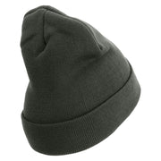 Military Intelligence Embroidered 12 Inch Long Knitted Beanie - Dk-Grey OSFM