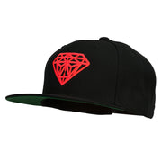 Big Diamond Outline Embroidered Flat Bill Black Cap