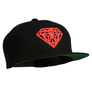 Big Diamond Outline Embroidered Flat Bill Black Cap