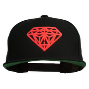 Big Diamond Outline Embroidered Flat Bill Black Cap