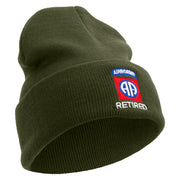 Licensed 82nd Airborne Retired Embroidered 12 Inch Long Knitted Beanie - Olive OSFM