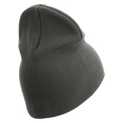 US Marine Corps Design Symbol Embroidered 8 Inch Short Beanie Made in USA - Charcoal OSFM