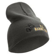 US Marine Corps Design Symbol Embroidered 8 Inch Short Beanie Made in USA - Charcoal OSFM