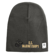 US Marine Corps Design Symbol Embroidered 8 Inch Short Beanie Made in USA - Charcoal OSFM