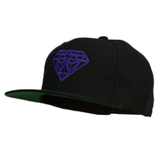 Big Diamond Outline Embroidered Flat Bill Black Cap