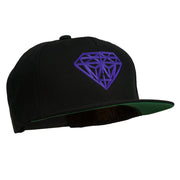 Big Diamond Outline Embroidered Flat Bill Black Cap