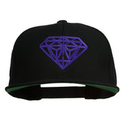 Big Diamond Outline Embroidered Flat Bill Black Cap