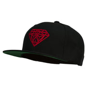 Big Diamond Outline Embroidered Flat Bill Black Cap