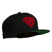 Big Diamond Outline Embroidered Flat Bill Black Cap