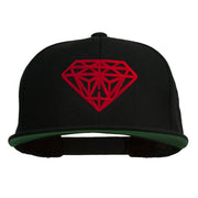 Big Diamond Outline Embroidered Flat Bill Black Cap