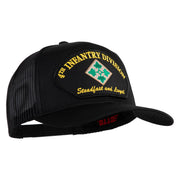 4th Infantry Division Steadfast and Loyal Patched Solid Cotton Twill Mesh Prostyle Cap - Black OSFM