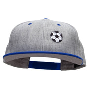 Small Soccer Ball Sports Patched Flat Bill Snapback Two Tone Cap - Royal-Grey OSFM