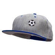 Small Soccer Ball Sports Patched Flat Bill Snapback Two Tone Cap - Royal-Grey OSFM