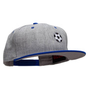 Small Soccer Ball Sports Patched Flat Bill Snapback Two Tone Cap - Royal-Grey OSFM