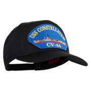 USS Constellation CV 64 Blue Patched Solid Cotton Twill 5 Panel Prostyle Snap Cap - Black OSFM