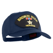 Bronze Star Heroism Patched Solid Cotton Twill 5 Panel Prostyle Snap Cap - Navy OSFM