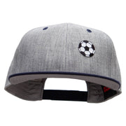 Small Soccer Ball Sports Patched Flat Bill Snapback Two Tone Cap - Navy-Grey OSFM