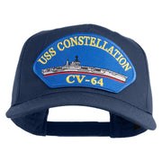 USS Constellation CV 64 Blue Patched Solid Cotton Twill 5 Panel Prostyle Snap Cap - Navy OSFM