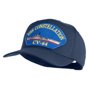 USS Constellation CV 64 Blue Patched Solid Cotton Twill 5 Panel Prostyle Snap Cap - Navy OSFM