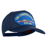 USS Constellation CV 64 Blue Patched Solid Cotton Twill 5 Panel Prostyle Snap Cap - Navy OSFM