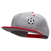 Small Soccer Ball Sports Patched Flat Bill Snapback Two Tone Cap - Red-Grey OSFM