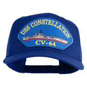 USS Constellation CV 64 Blue Patched Solid Cotton Twill 5 Panel Prostyle Snap Cap - Royal OSFM