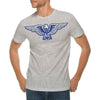 Stylized Eagle Graphic Design Ring Spun Combed Cotton Short Sleeve Deluxe Jersey T-Shirt - Heather-Grey XS