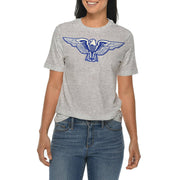 Stylized Eagle Graphic Design Ring Spun Combed Cotton Short Sleeve Deluxe Jersey T-Shirt - Heather-Grey XS