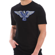 Stylized Eagle Graphic Design Ring Spun Combed Cotton Short Sleeve Deluxe Jersey T-Shirt - Black XS