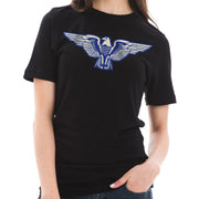 Stylized Eagle Graphic Design Ring Spun Combed Cotton Short Sleeve Deluxe Jersey T-Shirt - Black XS