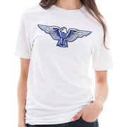 Stylized Eagle Graphic Design Ring Spun Combed Cotton Short Sleeve Deluxe Jersey T-Shirt - White XS