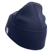 USMC Logo Embroidered 12 Inch Solid Knit Cuff Long Beanie Made in USA - Navy OSFM