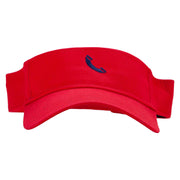 Phone Outline Embroidered Cotton Twill Sun Visor - Red OSFM