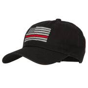 Thin Red Line American Flag Embroidered Unstructured Cotton Washed Cap