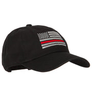 Thin Red Line American Flag Embroidered Unstructured Cotton Washed Cap