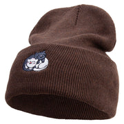 Made in USA Cute Cats Embroidered Stretch ECO Cotton Long Beanie - Brown OSFM