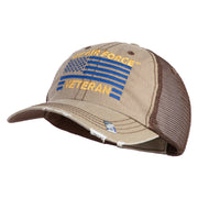 US Air Force Veteran with Flag Embroidered Low Profile Special Cotton Mesh Cap - Khaki-Brown OSFM