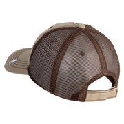 US Air Force Veteran with Flag Embroidered Low Profile Special Cotton Mesh Cap - Khaki-Brown OSFM
