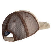 US Air Force Veteran with Flag Embroidered Low Profile Special Cotton Mesh Cap - Khaki-Brown OSFM