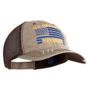 US Air Force Veteran with Flag Embroidered Low Profile Special Cotton Mesh Cap - Khaki-Brown OSFM