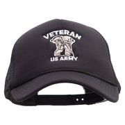 US Army Veteran Embroidered Summer Foam Mesh Trucker Cap - Black OSFM