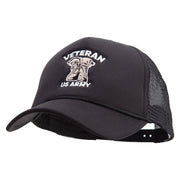 US Army Veteran Embroidered Summer Foam Mesh Trucker Cap - Black OSFM