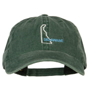 Delaware with Map Outline Embroidered Washed Cotton Twill Cap