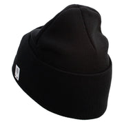 USMC Logo Embroidered 12 Inch Solid Knit Cuff Long Beanie Made in USA - Black OSFM