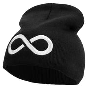 Infinity Embroidered 8 inch Acrylic Short beanie - Black OSFM